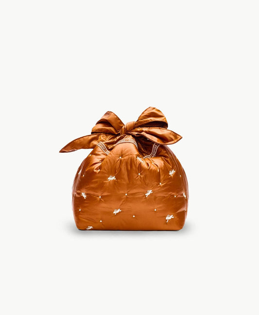 Lunch Pouch: In Clay / Bunny Embroidery