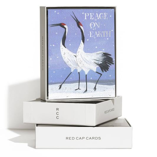 Snow Crane holiday greeting card: Boxed Set of 8