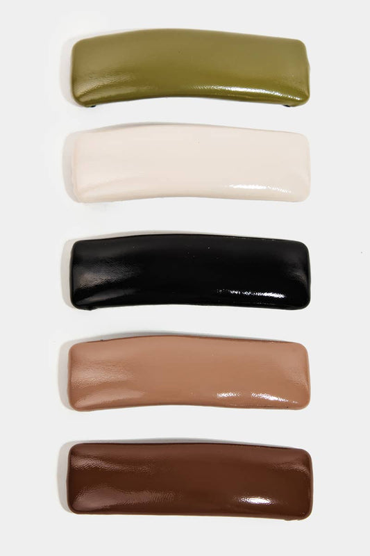 Glossy Faux Leather Hair Clips