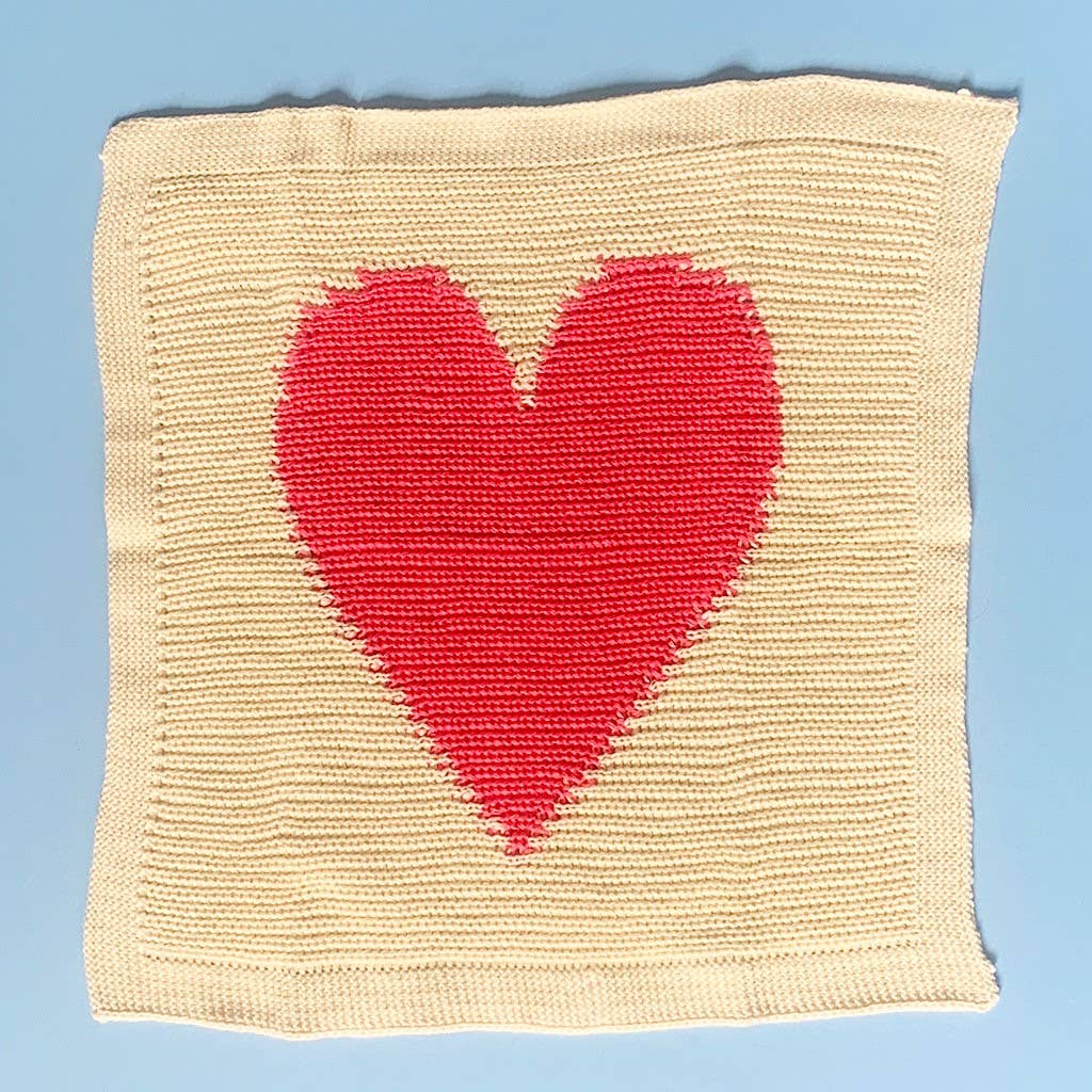 Organic Baby Lovey Blanket- Heart (Handmade): Red