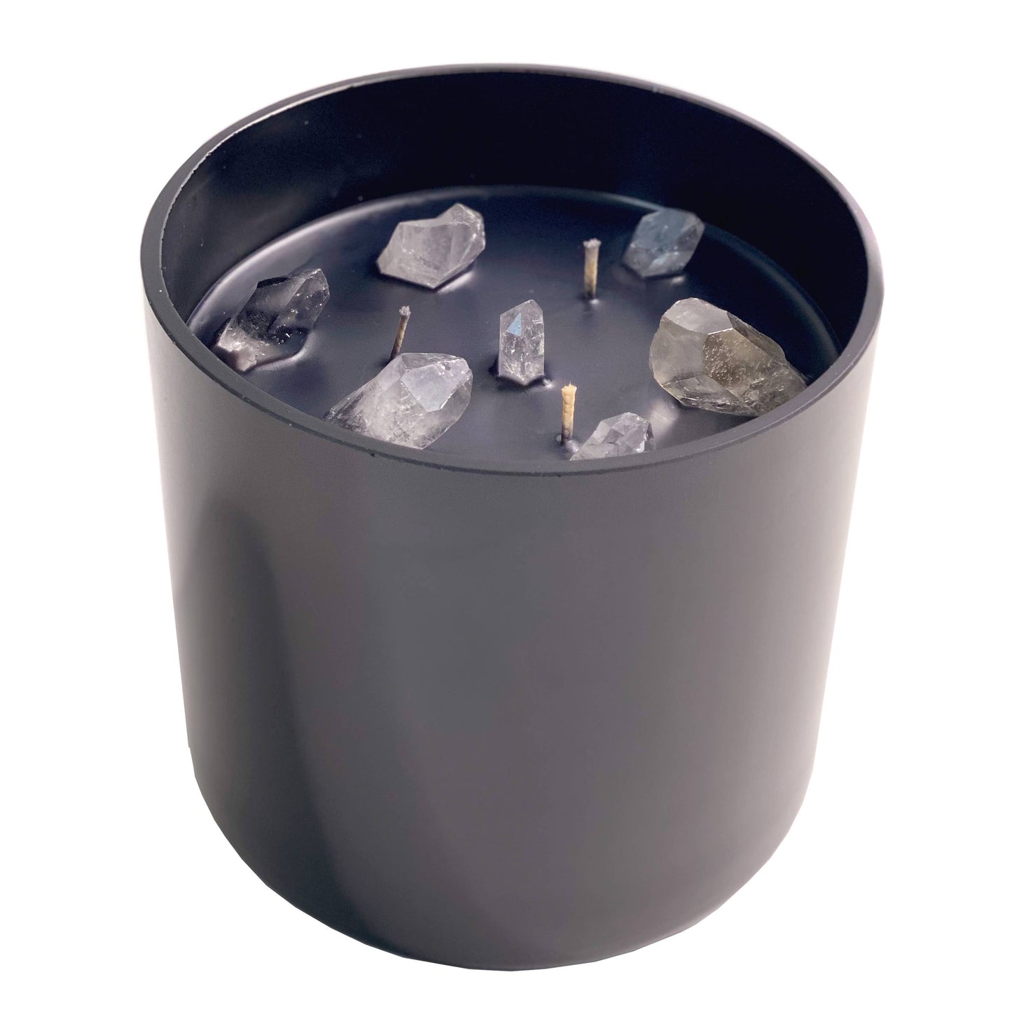 Crystal Candle Triple Wick Black Clear Quartz