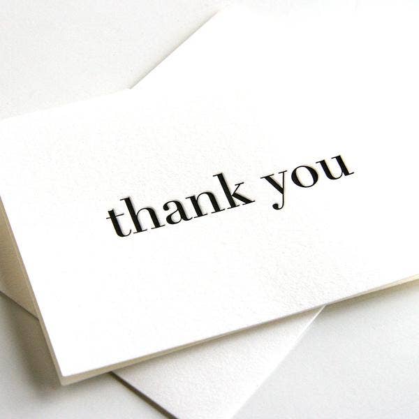 Thank You Card - Plain Thanks Black: Single card