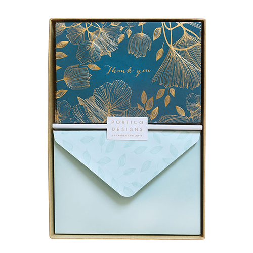 Boxed Notecard Set - Leaves 'Thank you'