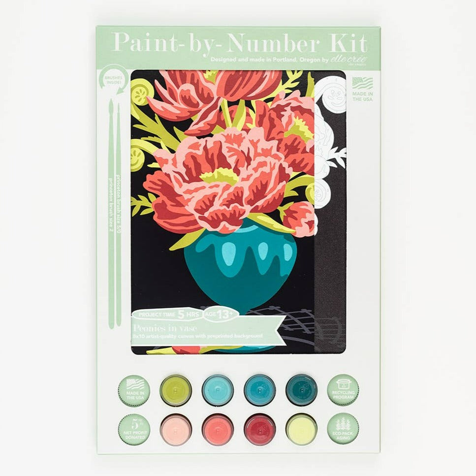 Peonies in Vase Paint-by-Number Kit