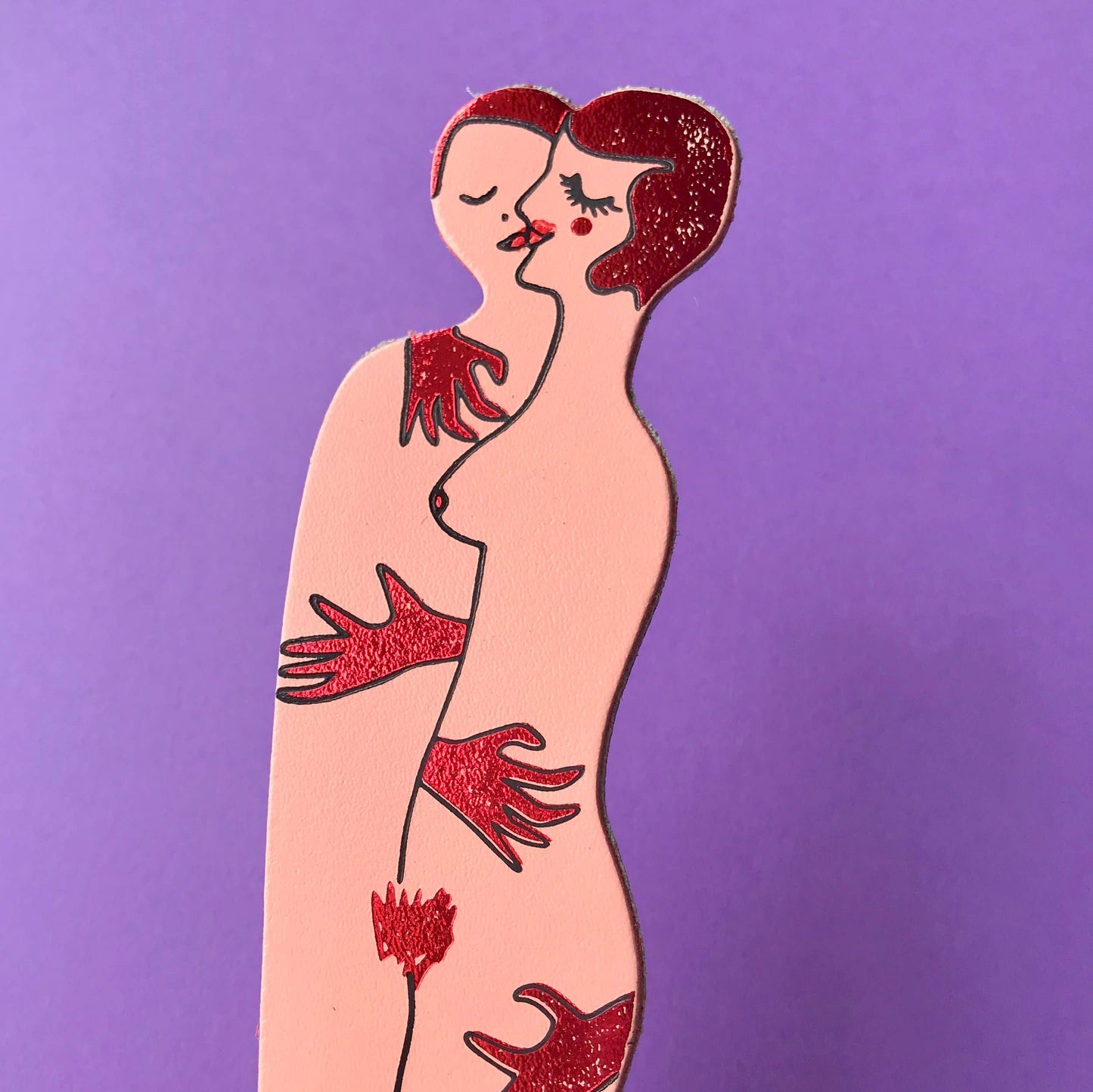 Book Lover Novelty Bookmark: Pale Pink/ Red