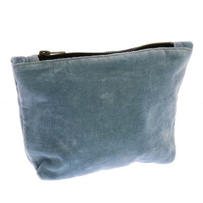Velvet Zipper Pouch - Soft Blue