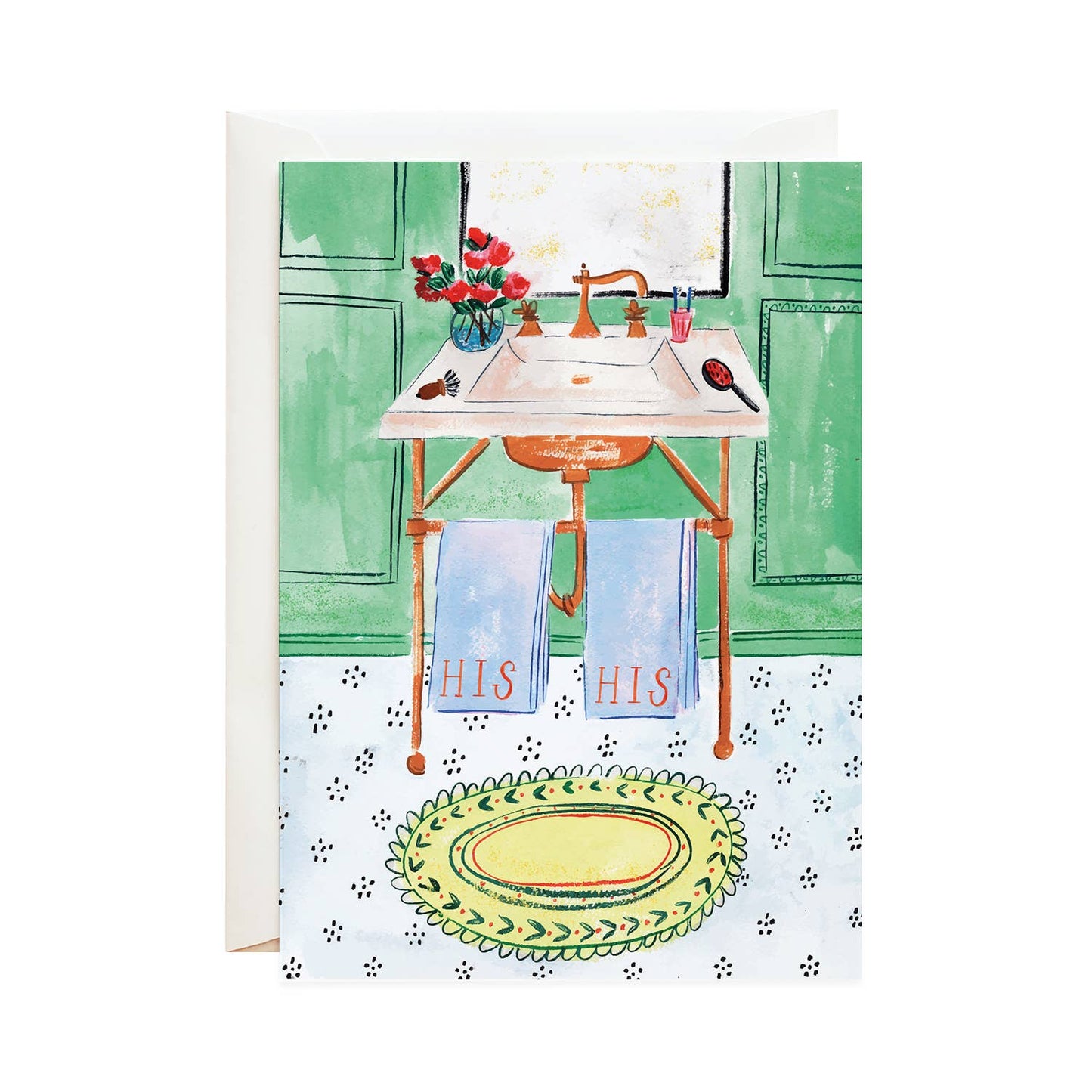 His and His Towels - Greeting Card