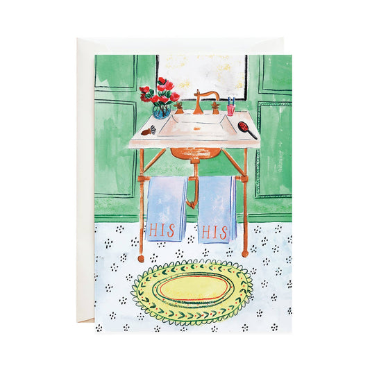 His and His Towels - Greeting Card