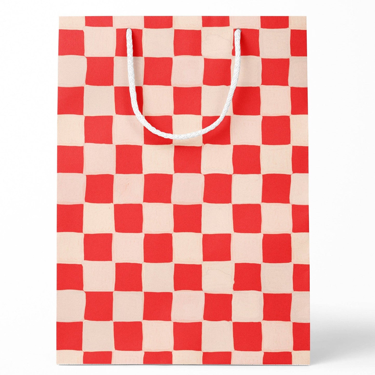 Red Checkered Medium Paper Gift Bag