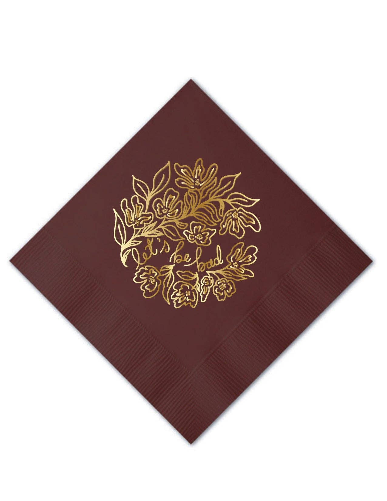 Let's Be Bad Floral Cocktail Paper Beverage Napkins - Set of 20