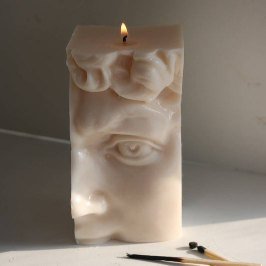 Half David sculptural candle: Natural/White