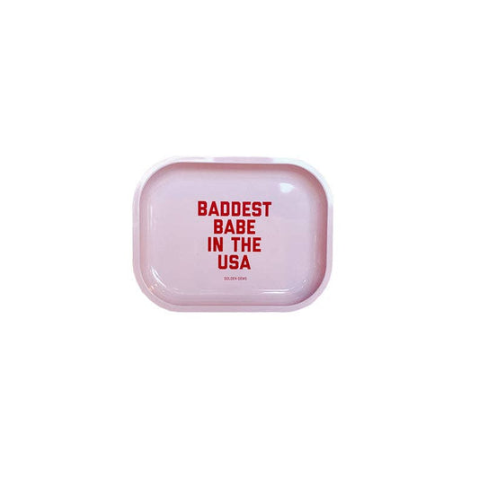 Baddest Babe in the USA Small Tray: Pink