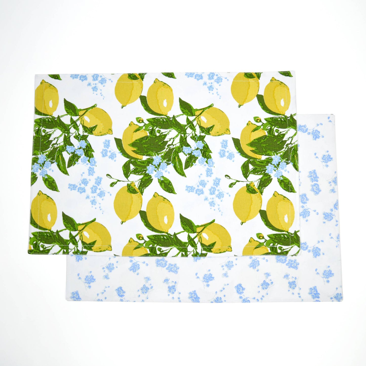 Lemon Floral Printed Reversible Placemat Set