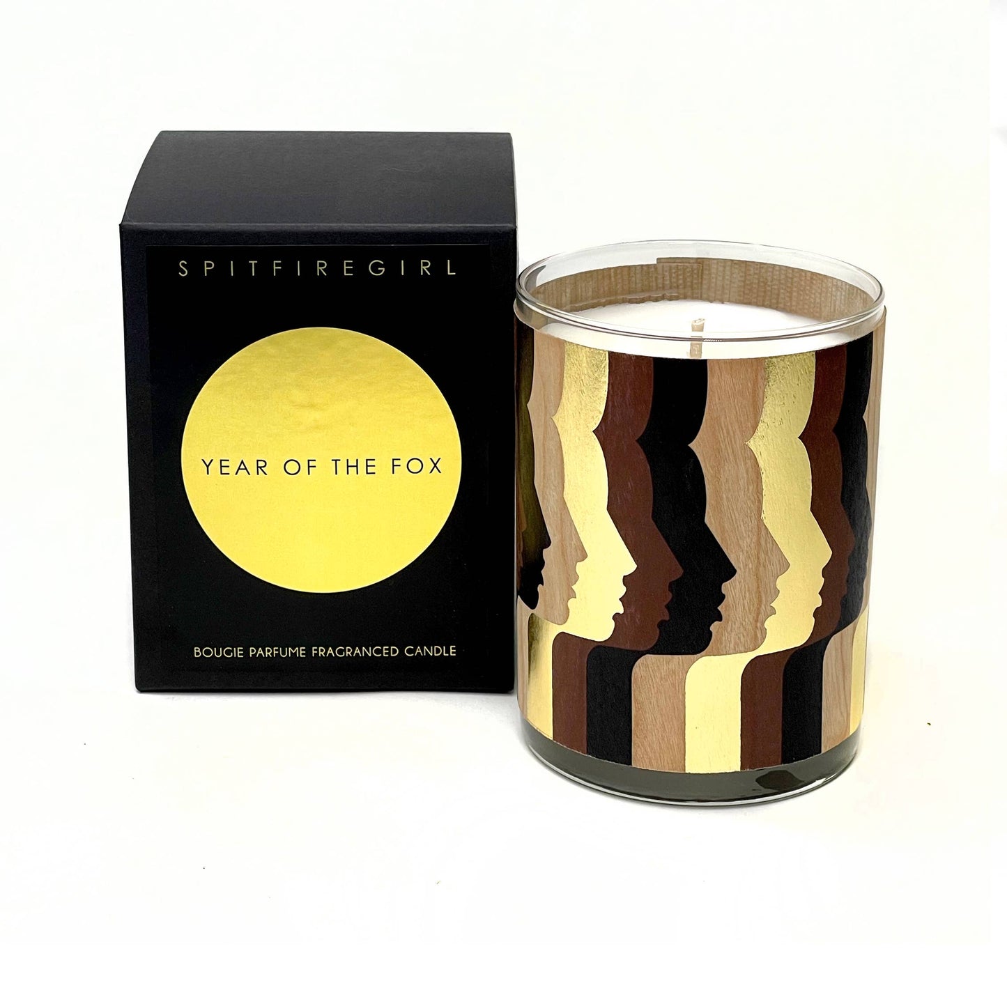 Gold Foil Wood Wrapped Candle Year Of The Fox