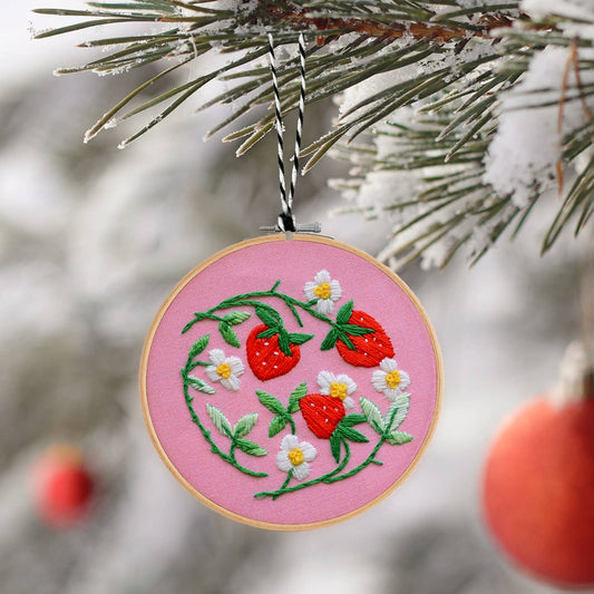 Holiday Decor: Strawberries DIY Embroidered Ornament Kit