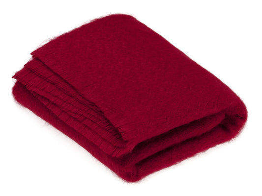 Luxury Mohair Throw Collection - Made in England: Berry Red