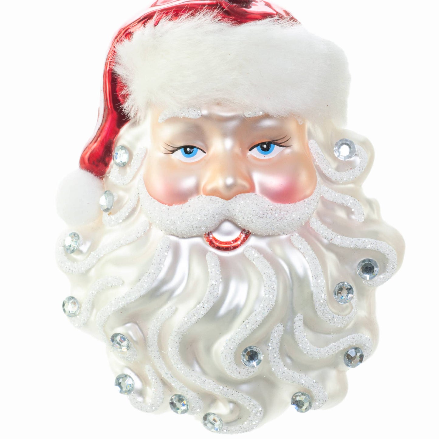 White Hanging Santa Head Ornament