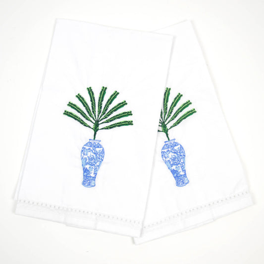 Ginger Jar Palm Embroidered Bar Towel Set