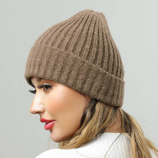 Camel ROLLUP KNIT BEANIE