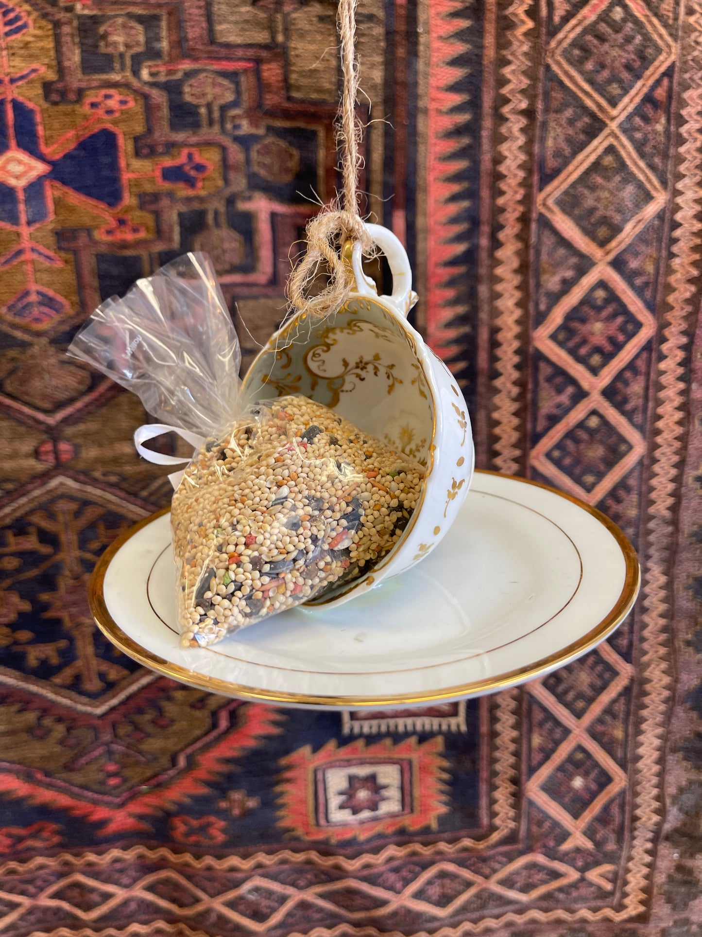 Vintage Tea Cup Birdfeeder