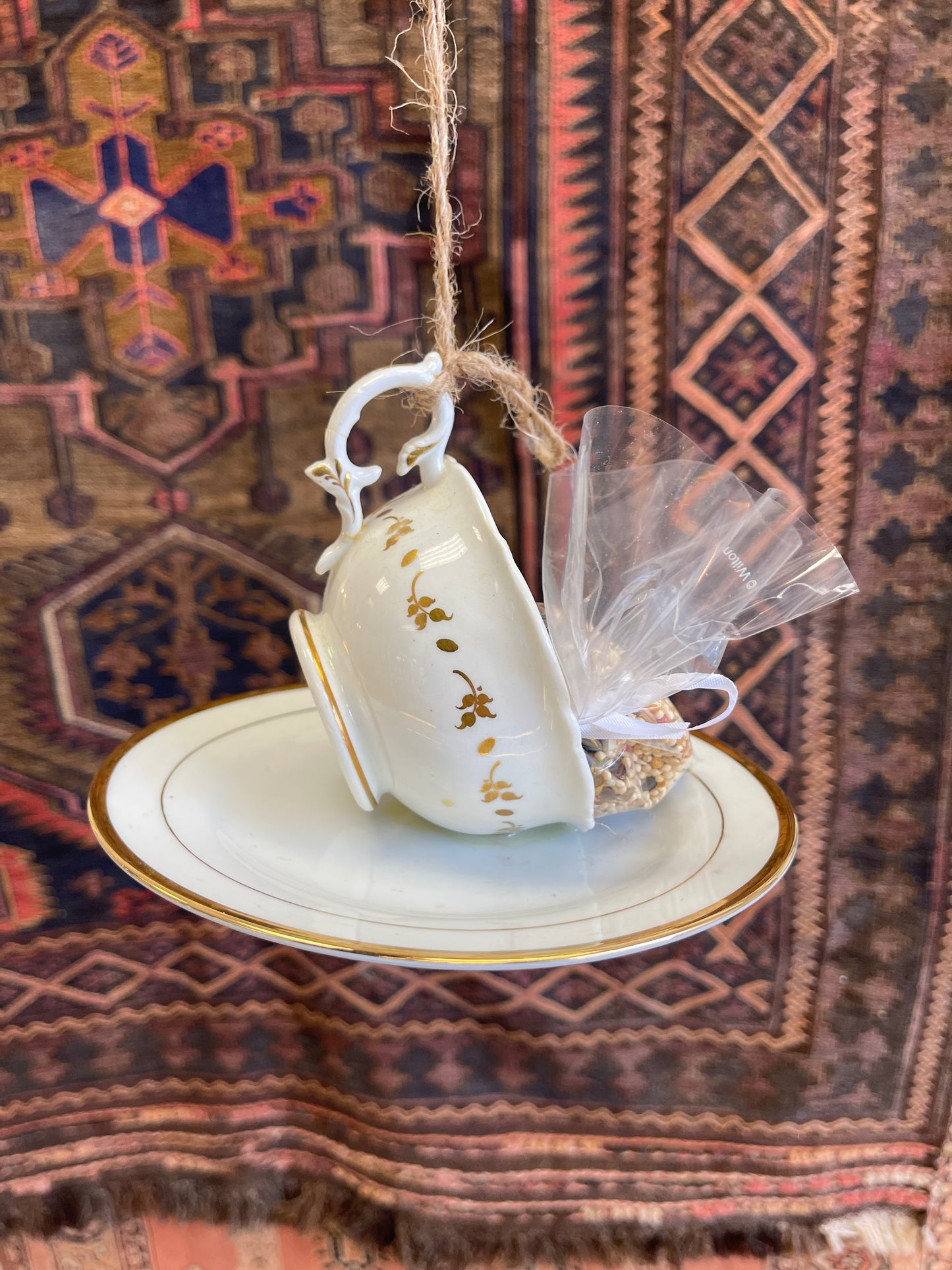 Vintage Tea Cup Birdfeeder