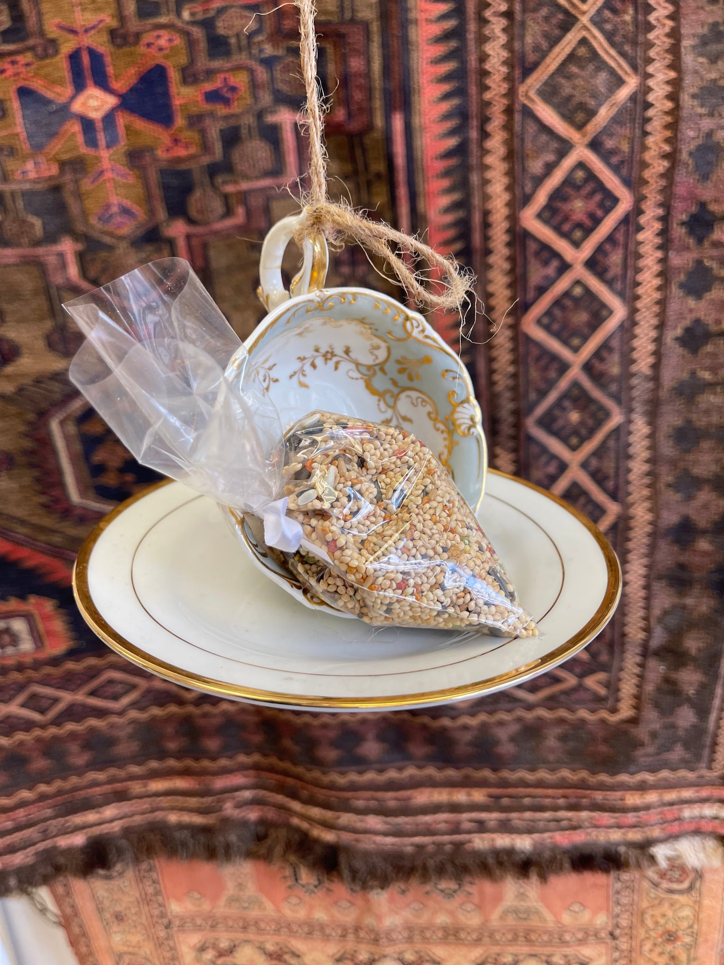 Vintage Tea Cup Birdfeeder