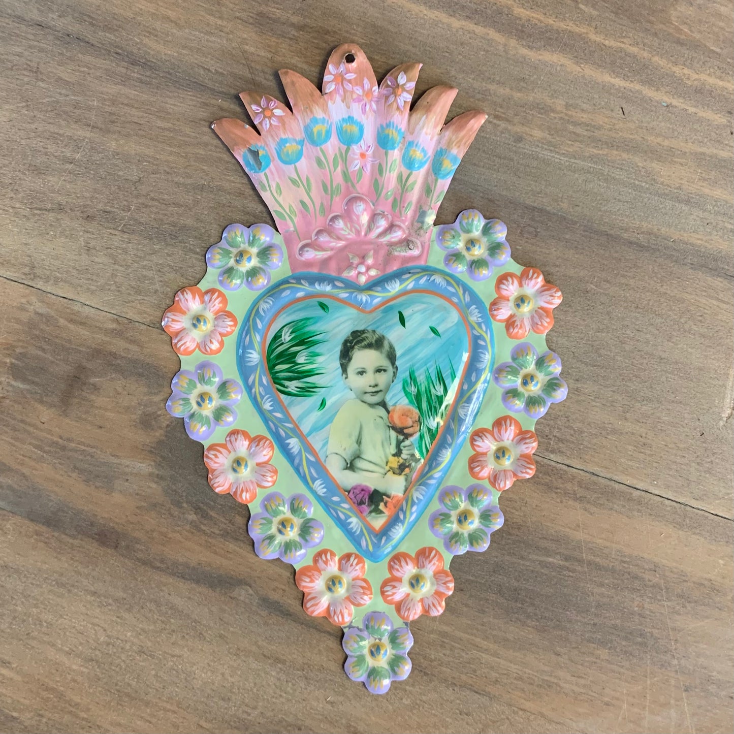 Hand-painted Milagro Heart