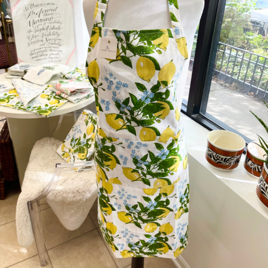 Lemon Floral Reversible Apron