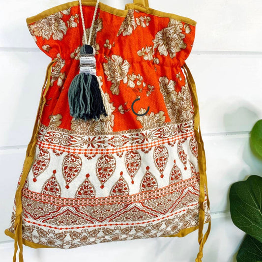 Drawstring Cotton Market Tote Shopping Bag
