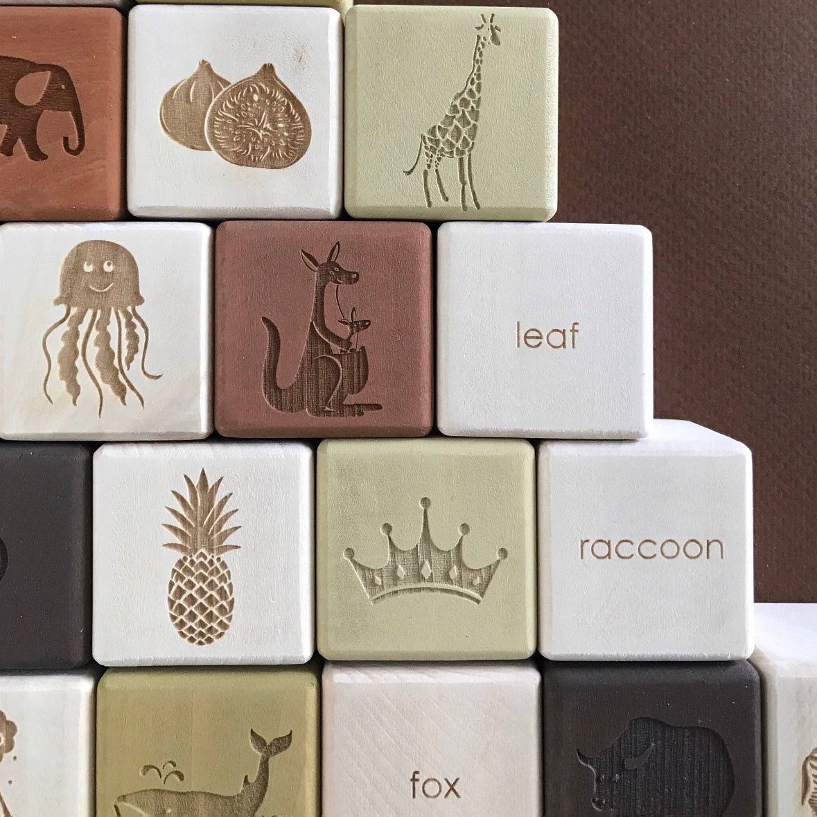 English Alphabet Block Set of Cubes for Children Wooden