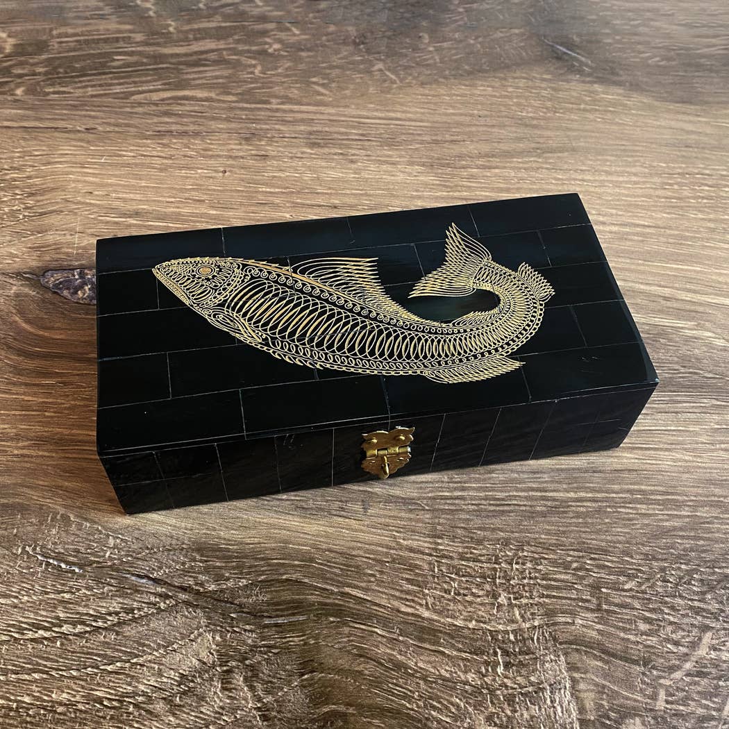 Fish Horn Box Engraved