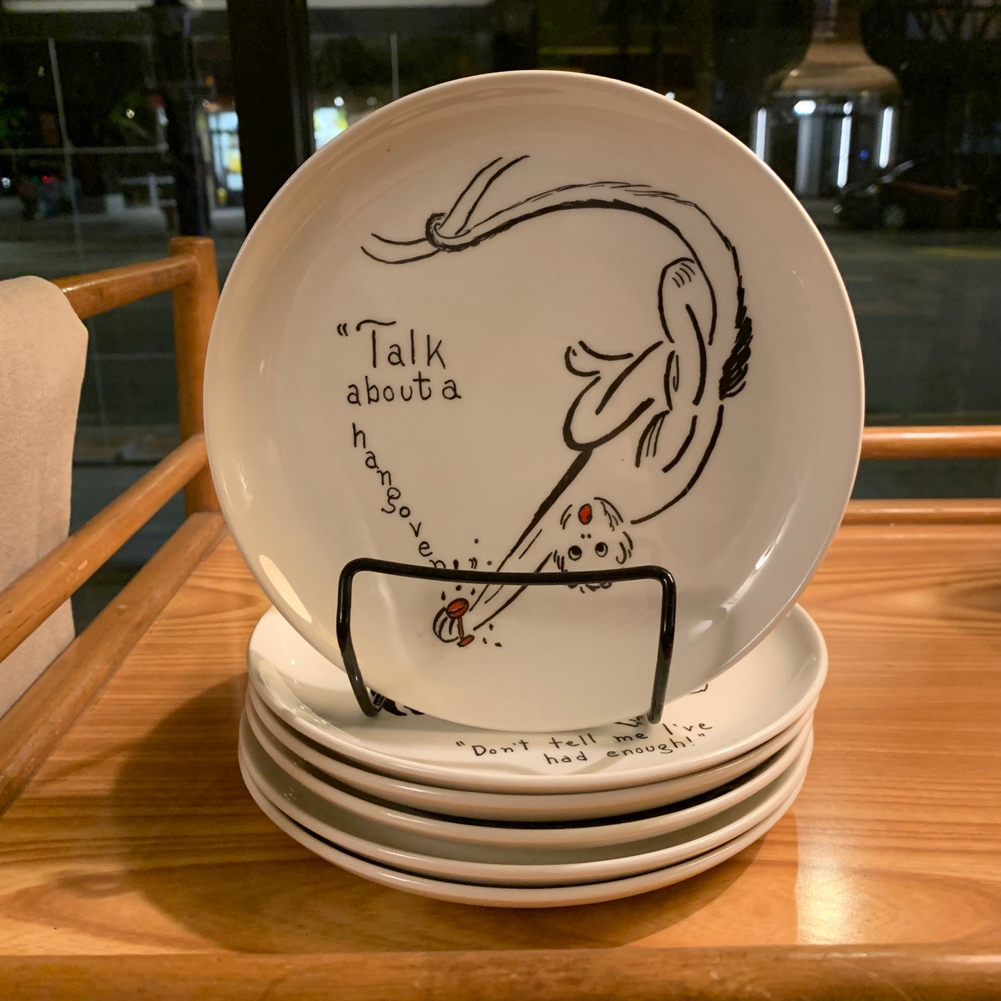 Vintage Hand Painted ‘Cocktails at the Zoo’ Plates - 6