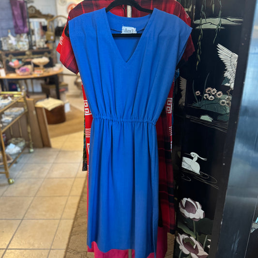 Blue Linen V Dress