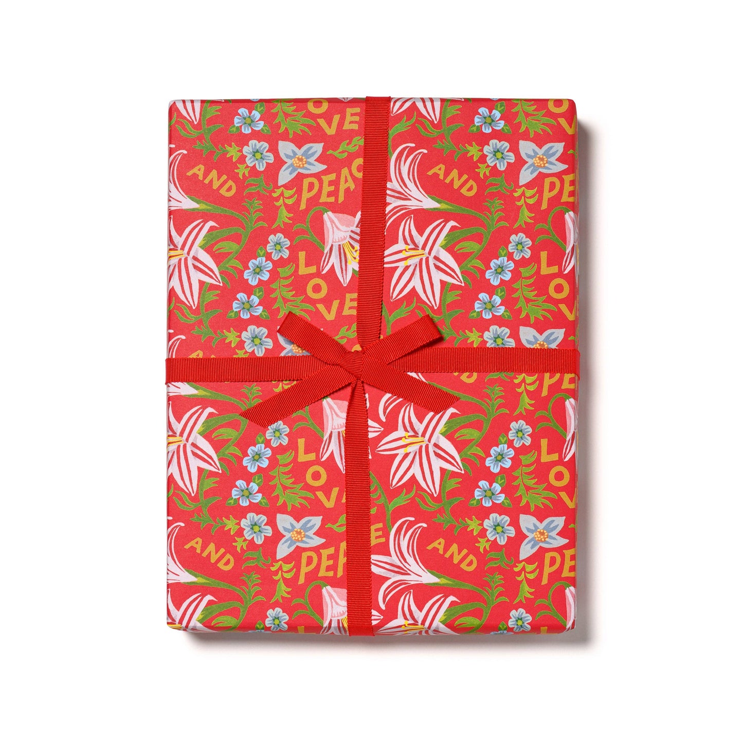 Peace and Love Amaryllis holiday wrapping paper: Roll of 3 Sheets