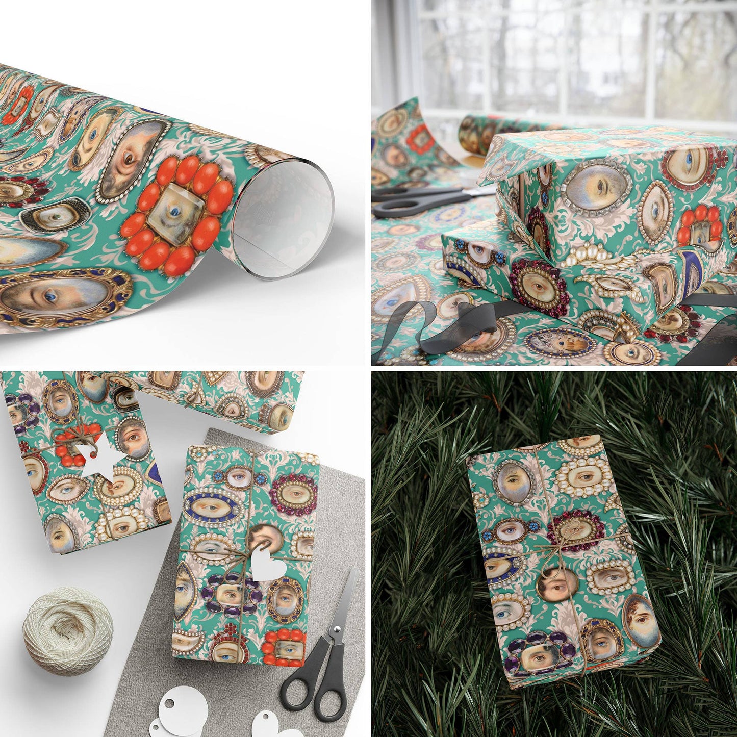 Lovers Eyes Mementos Pattern Wrapping Paper Set 3 Sheet Roll