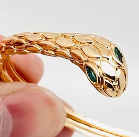 Snake Serpant bangle Bracelet-Engraved Skin-Stainless Steel : Yellow Gold
