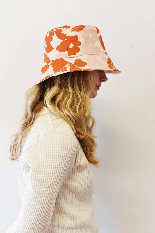 Earthy Anthro Orange + Blush Anita Bucket Hat: Large