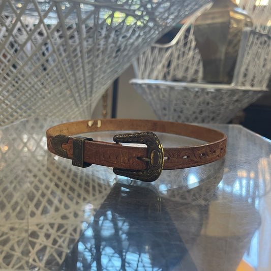 Teeny Hand Tooled Leather Belt