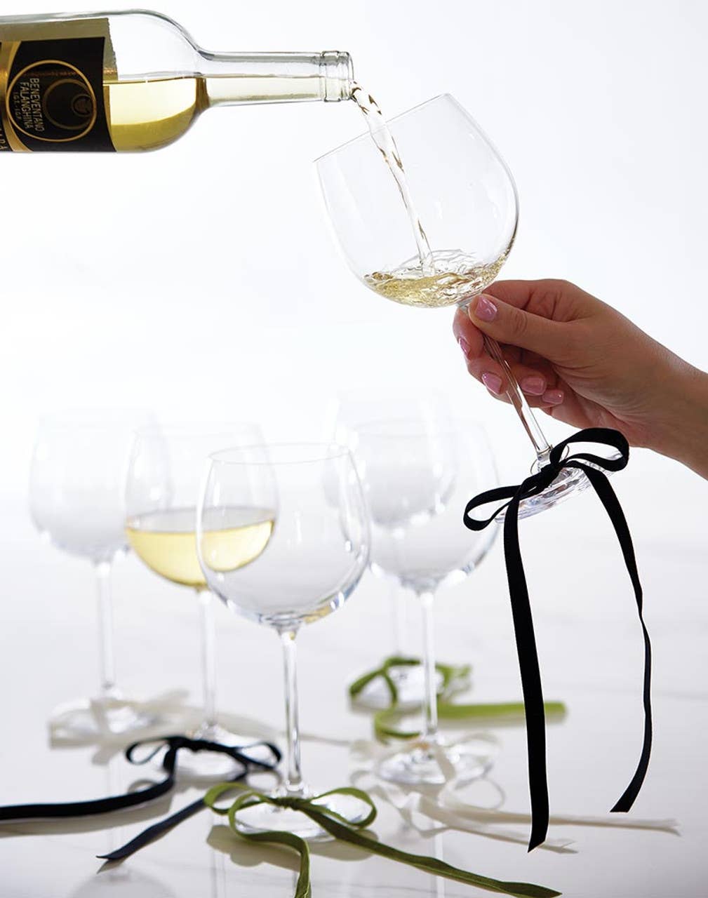 Velvet Bow Wine Charms - Green - Set of 6: Material