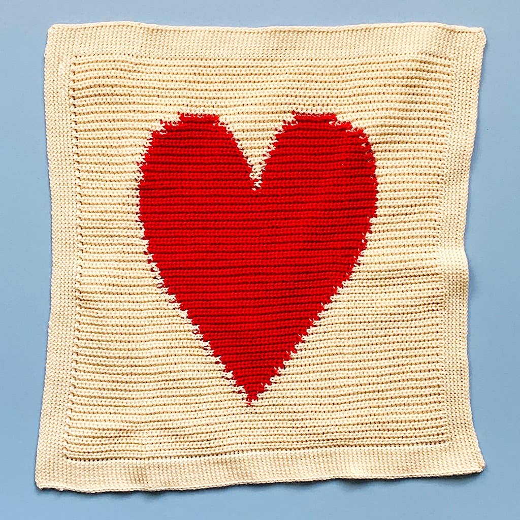 Organic Baby Lovey Blanket- Heart (Handmade): Red