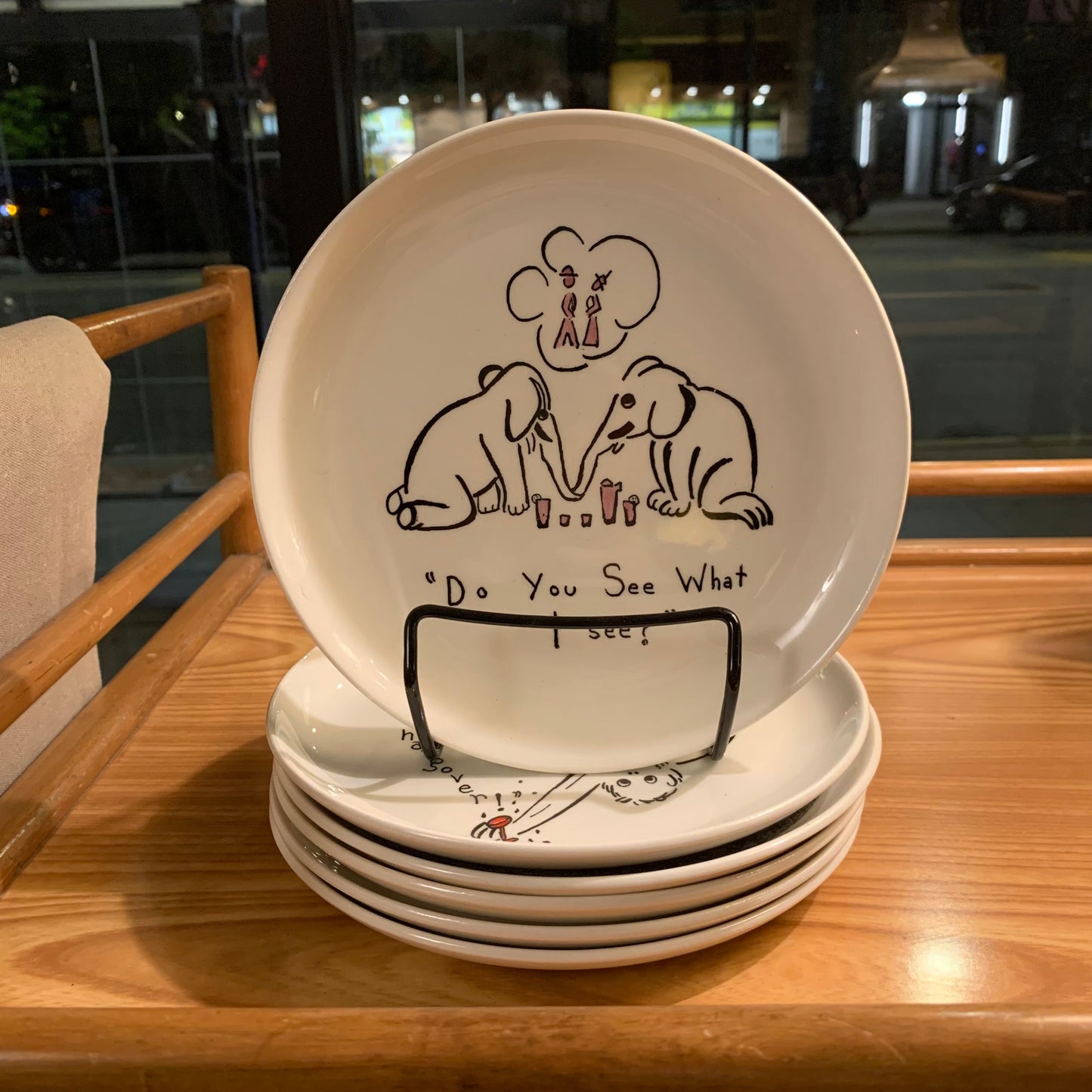 Vintage Hand Painted ‘Cocktails at the Zoo’ Plates - 6