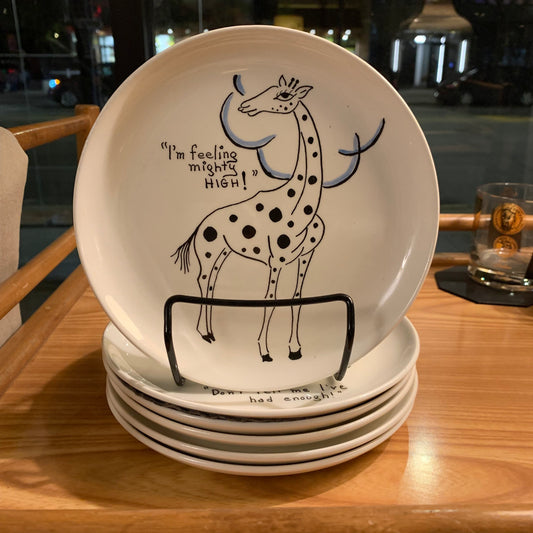 Vintage Hand Painted ‘Cocktails at the Zoo’ Plates - 6