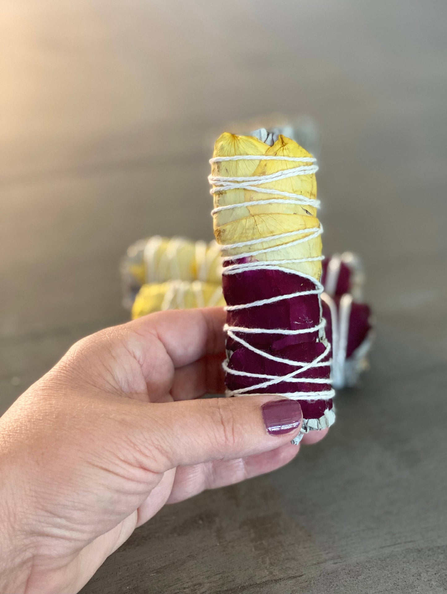 White Sage Smudge Sticks with Dried Rose Petals – Bulk
