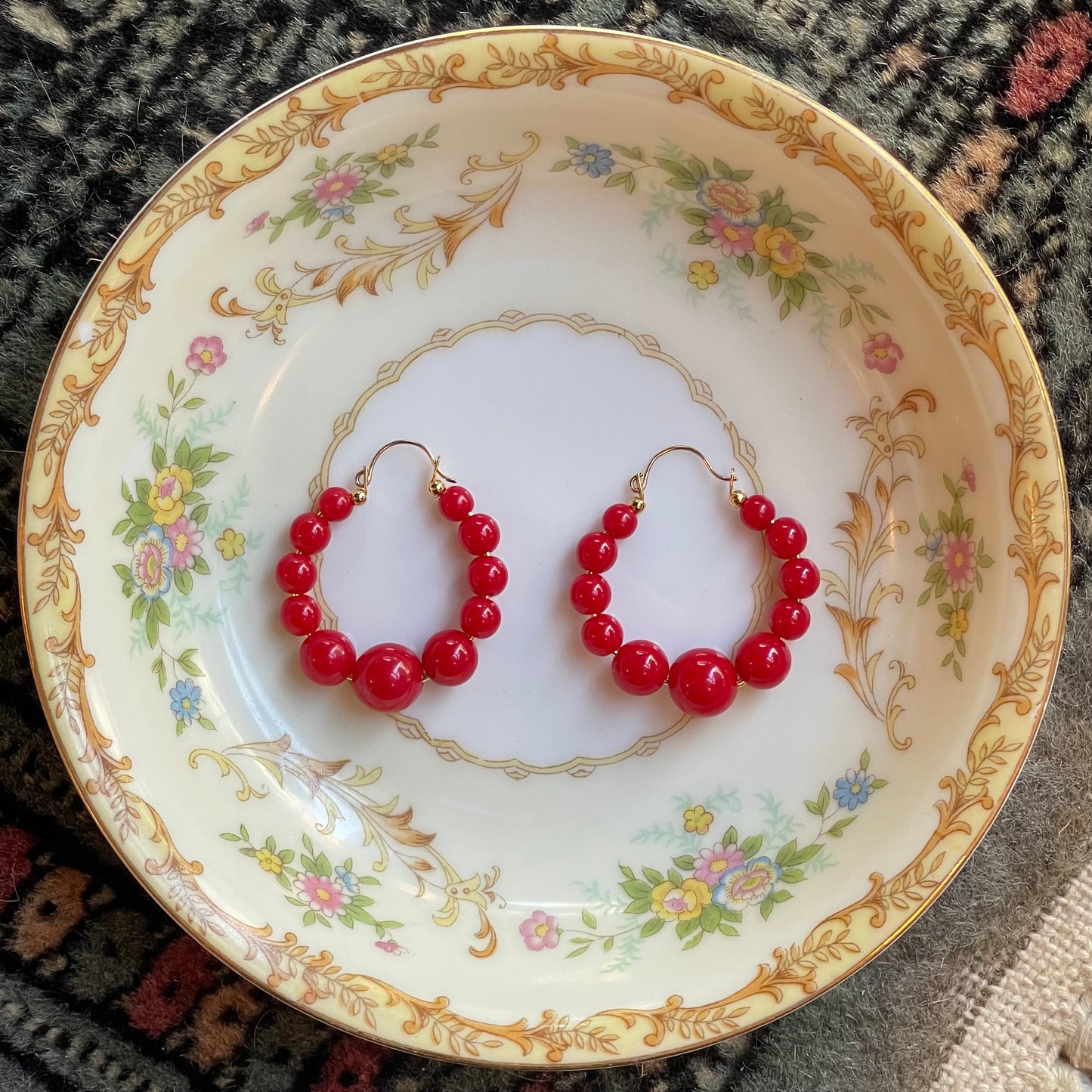 Napier Red Hoop Earrings