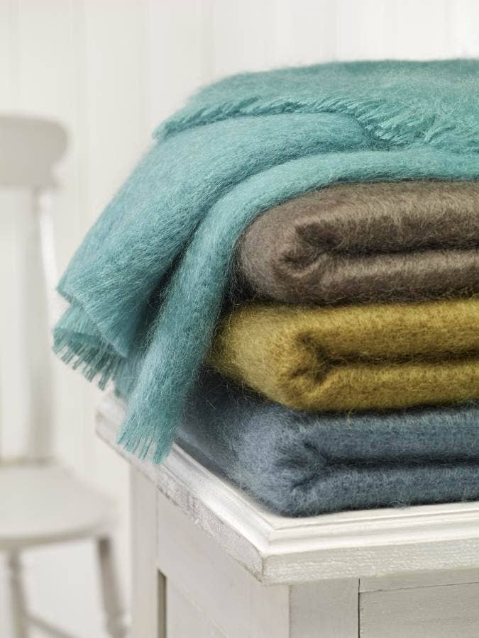 Luxury Mohair Throw Collection - Made in England: Green Mist
