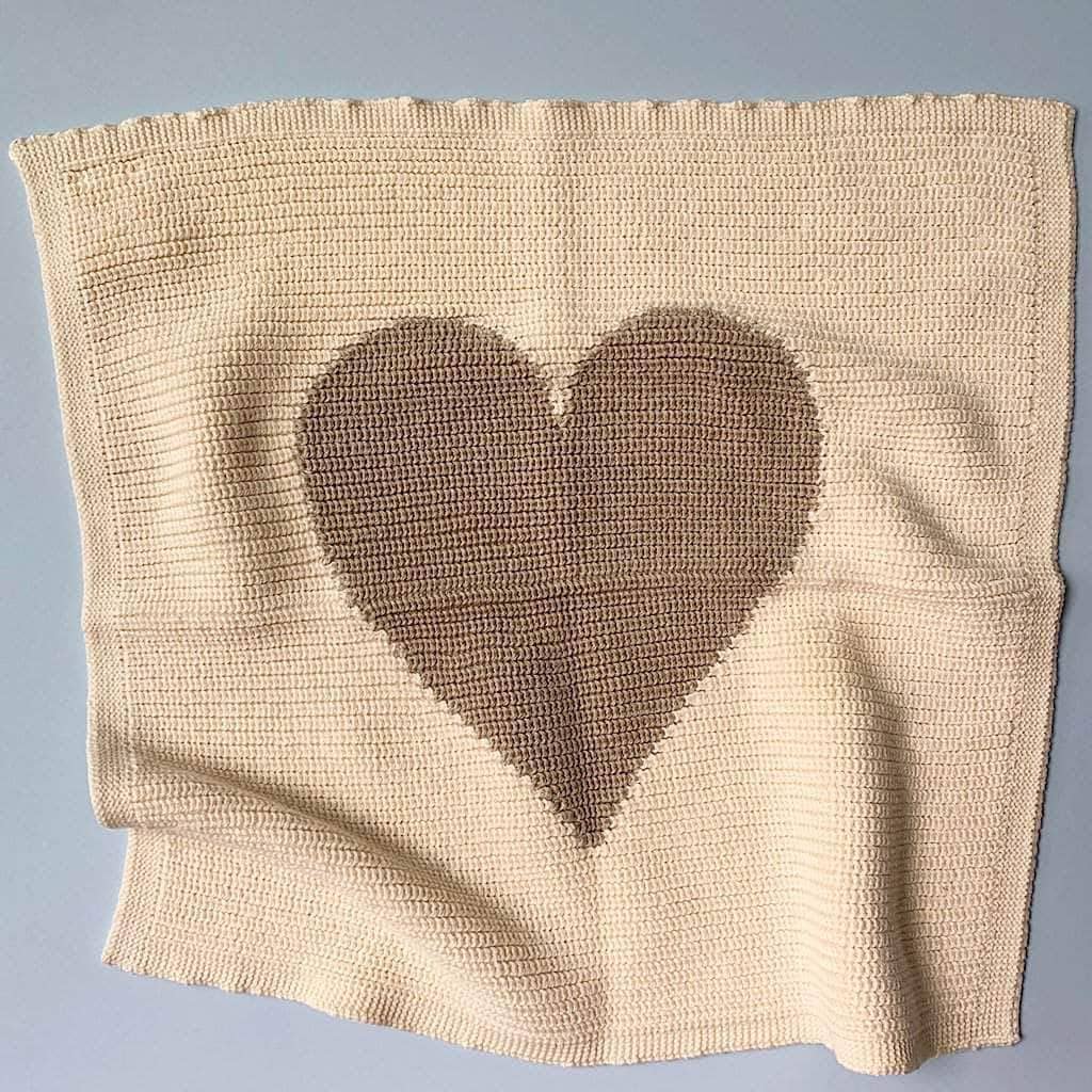 Organic Baby Lovey Blanket- Heart (Handmade): Red