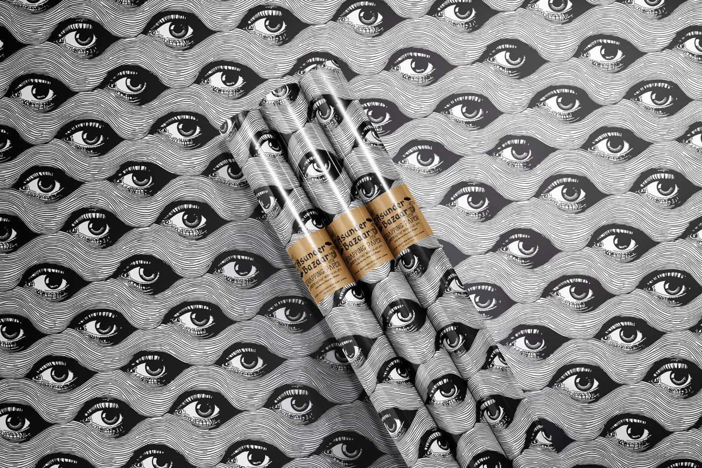 Eye Waves Pattern Wrapping Paper Set 3 Sheet Roll