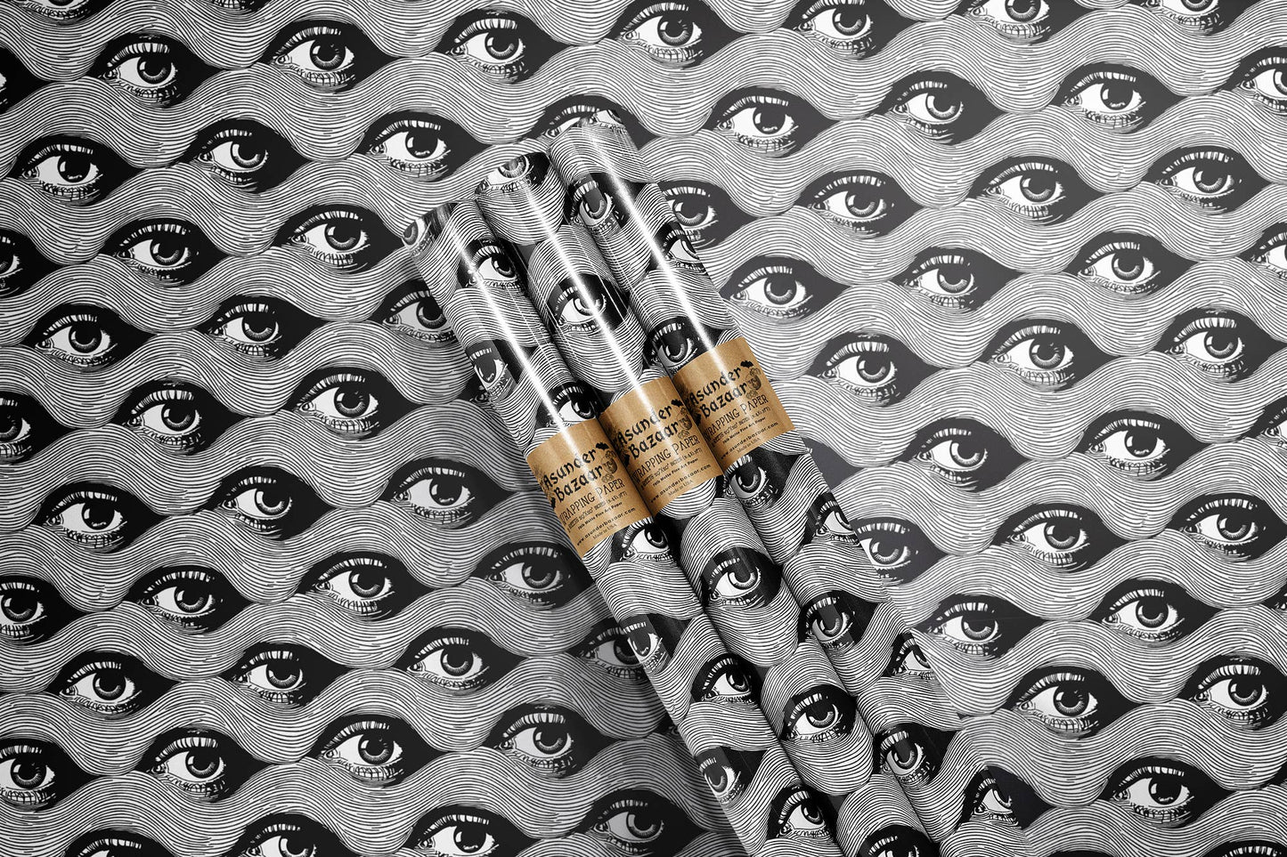 Eye Waves Pattern Wrapping Paper Set 3 Sheet Roll