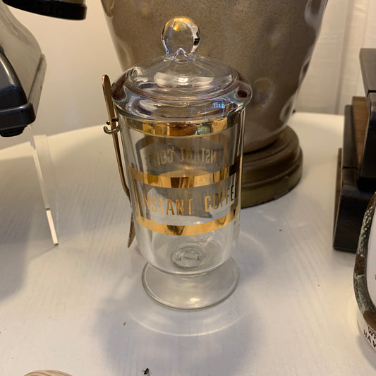 Vintage Instant Coffee Canister with Lid and Spoon