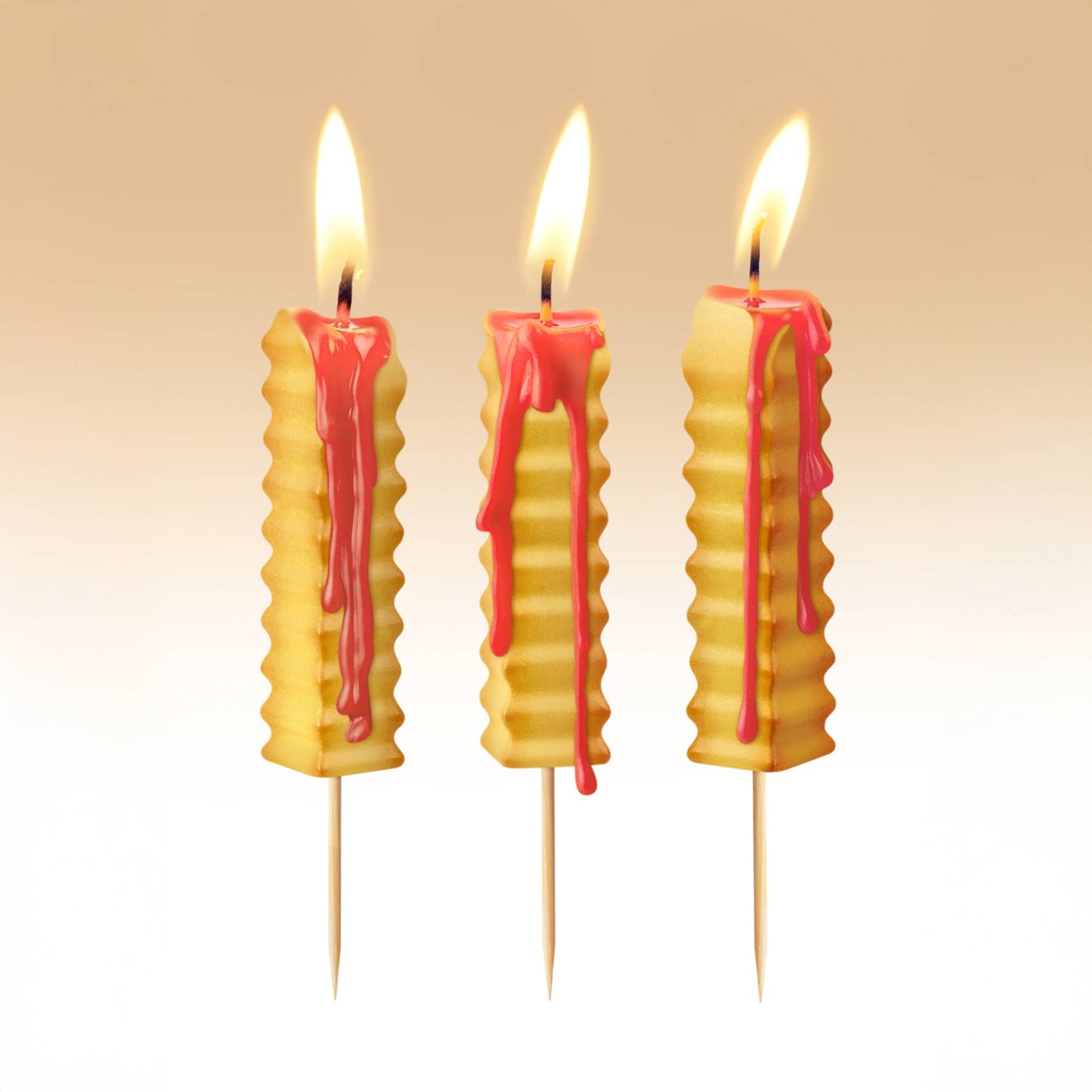 HOT AND CRISPY French Fry Candles, Melts Red Wax - Set of 6